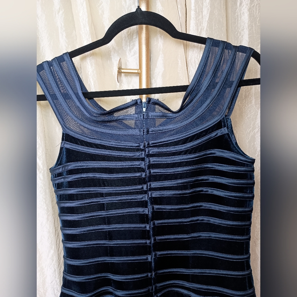 Js Collections Illusion Stripped Navy Evening Gow… - image 4